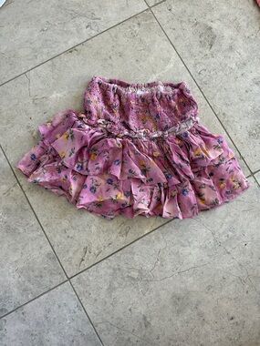 Zara Pink Floral Ruffle Skort with Smocked Waist